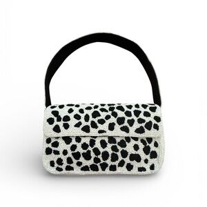 Stylish Black and White Beaded Shoulder Bag